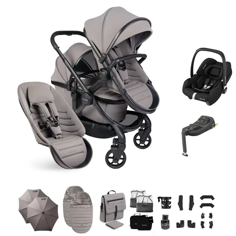 Icandy Peach 8 Double Complete Maxi-Cosi Bundle In Porcini 1