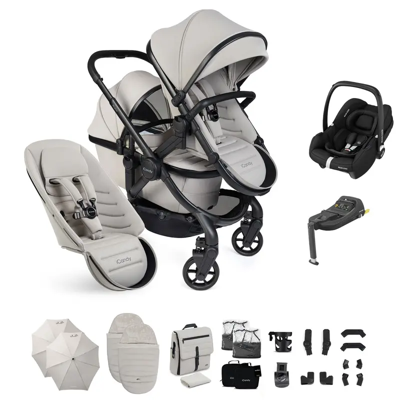 Icandy Peach 8 Double Complete Maxi-Cosi Bundle In Taupe 1