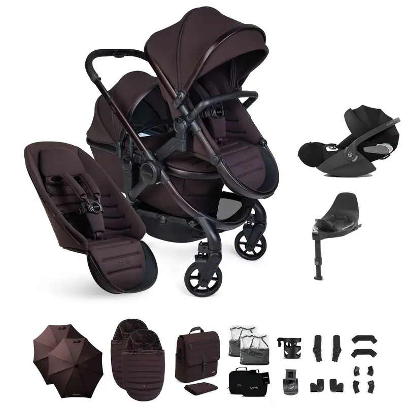 Icandy Peach 8 Editions Double Complete Cybex Bundle In Coffee Bean 1