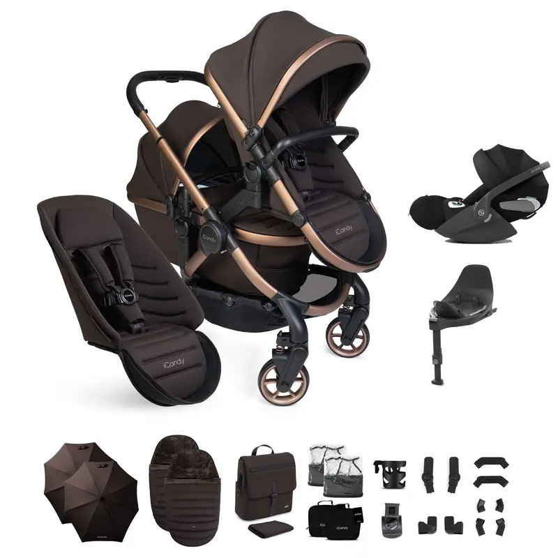 Icandy Peach 8 Editions Double Complete Cybex Bundle In Pecan 1