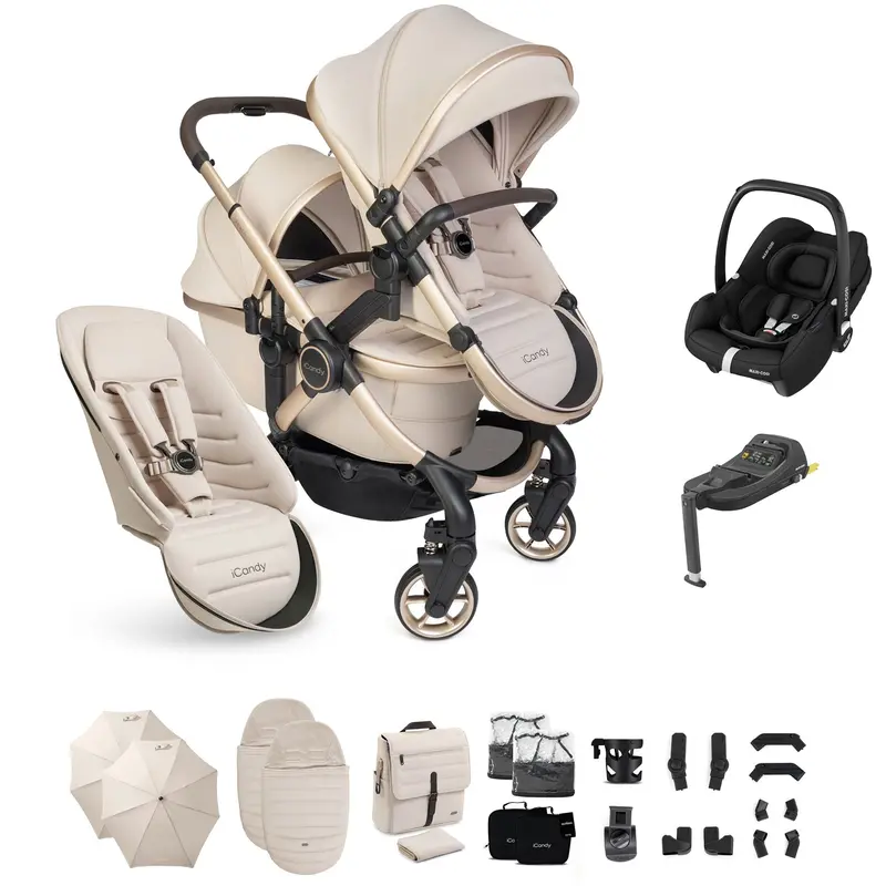 Icandy Peach 8 Editions Double Complete Maxi-Cosi Bundle In Biscotti 1