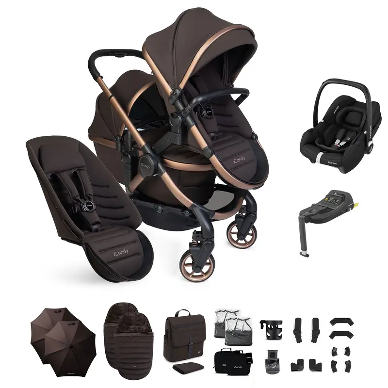 Icandy Peach 8 Editions Double Complete Maxi-Cosi Bundle In Pecan 1