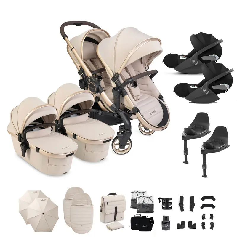 Icandy Peach 8 Editions Twin Complete Cybex Travel System In Biscotti 1