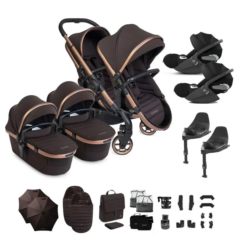 Icandy Peach 8 Editions Twin Complete Cybex Travel System In Pecan 1