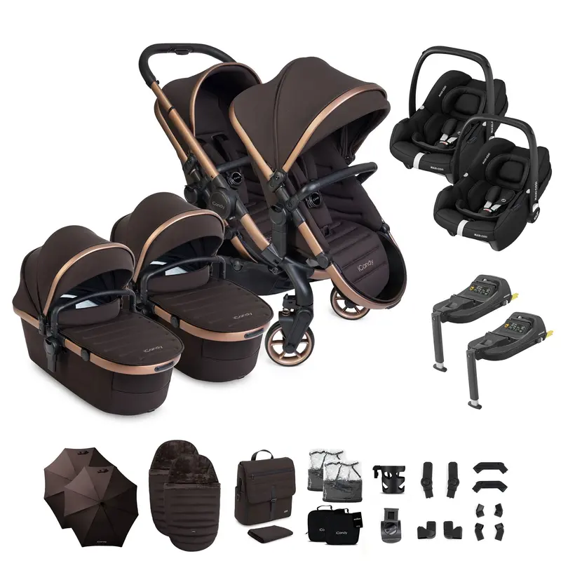 Icandy Peach 8 Editions Twin Complete Maxi-Cosi Travel System In Pecan 1