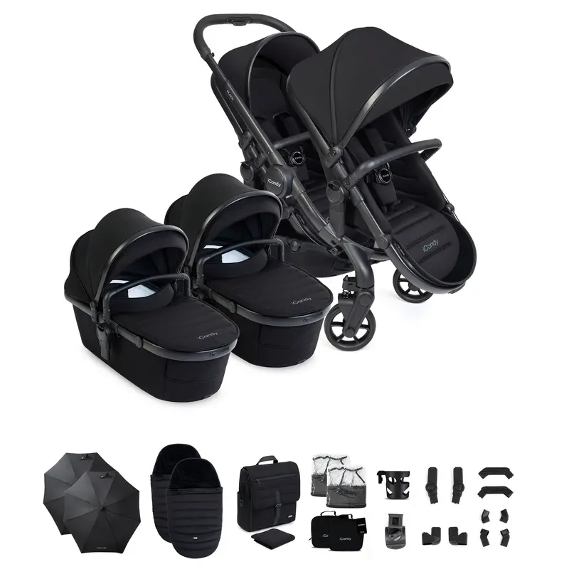 Icandy Peach 8 Twin Complete Bundle In Black 1
