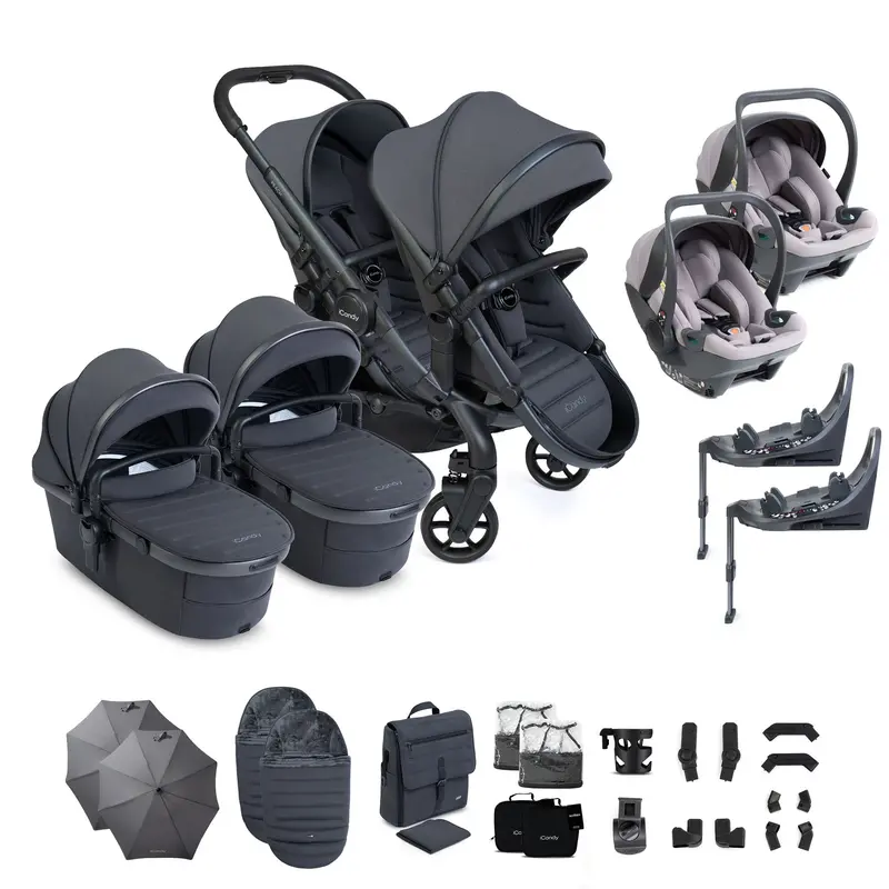 Icandy Peach 8 Twin Complete Bundle With Cocoon 360 In Grey 1