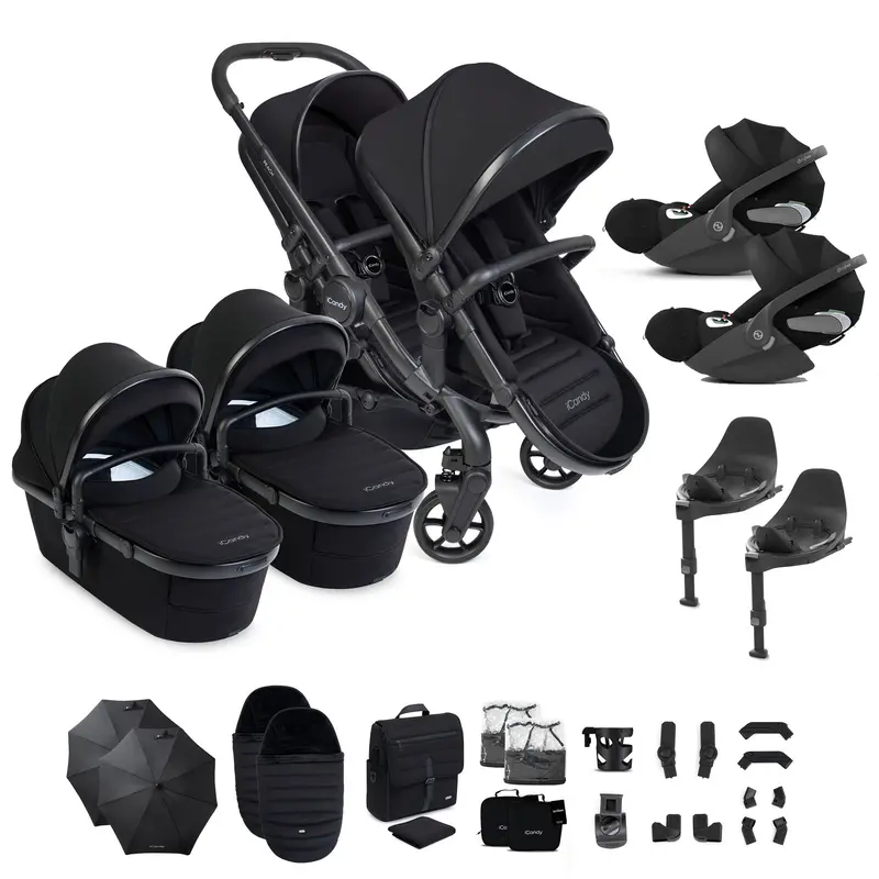 Icandy Peach 8 Twin Complete Cybex Travel System In Black 1