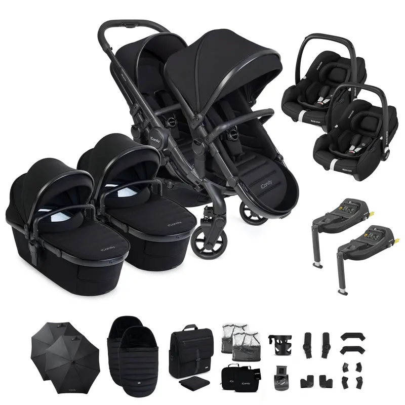 Icandy Peach 8 Twin Complete Maxi-Cosi Travel System In Black 1