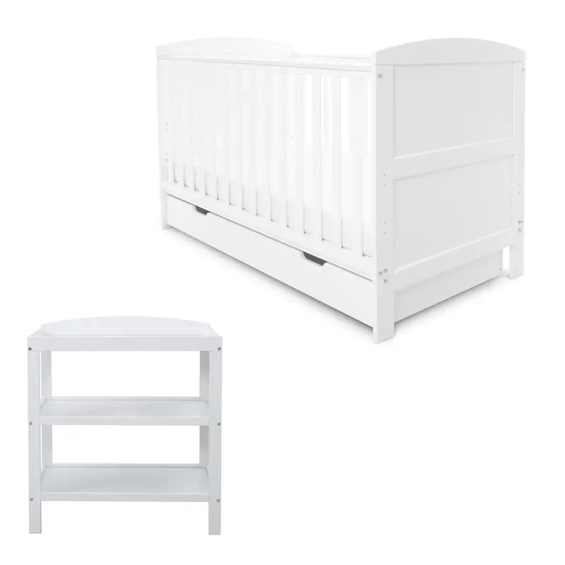 Ickle Bubba Coleby Classic 2 Piece Furniture Set With Under Drawer White 1