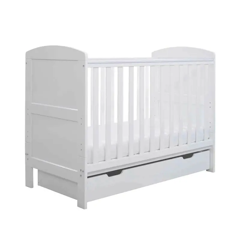 Ickle Bubba Coleby Mini Cot Bed & Under Drawer White - Premium Sprung Mattress 1
