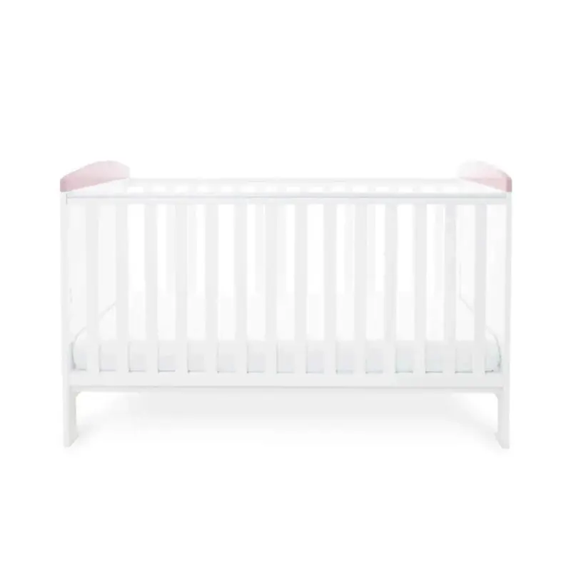 Ickle Bubba Coleby Style Cot Bed Elephant Love Pink - Fibre Mattress 1