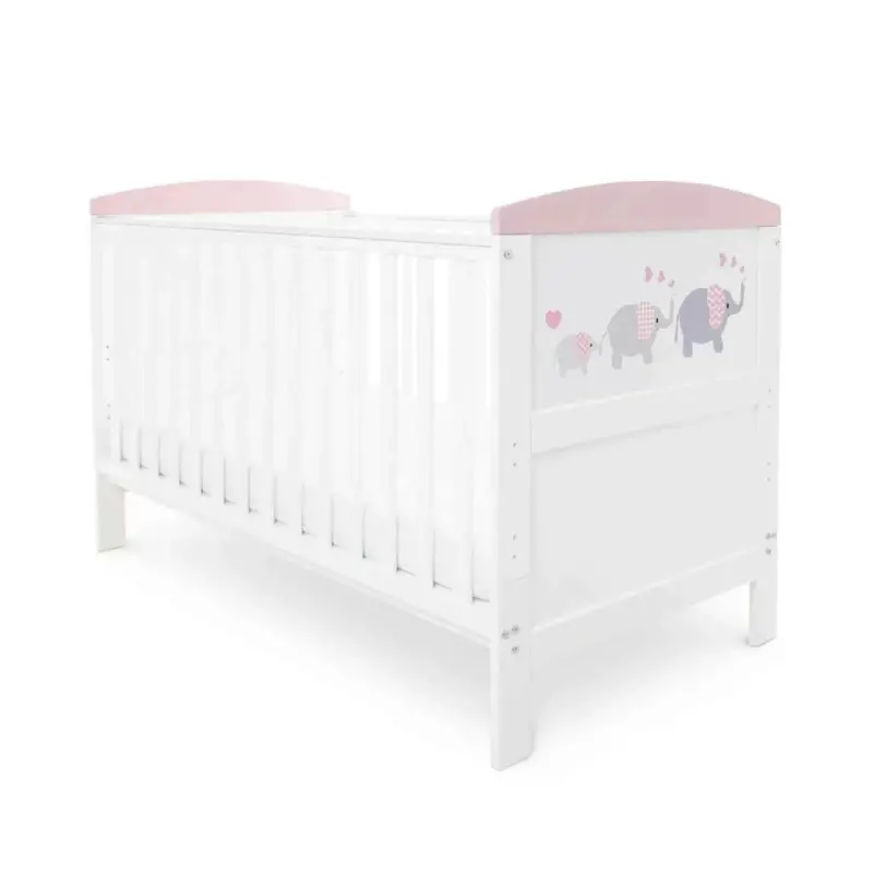 Ickle Bubba Coleby Style Cot Bed Elephant Love Pink - Without Mattress 2