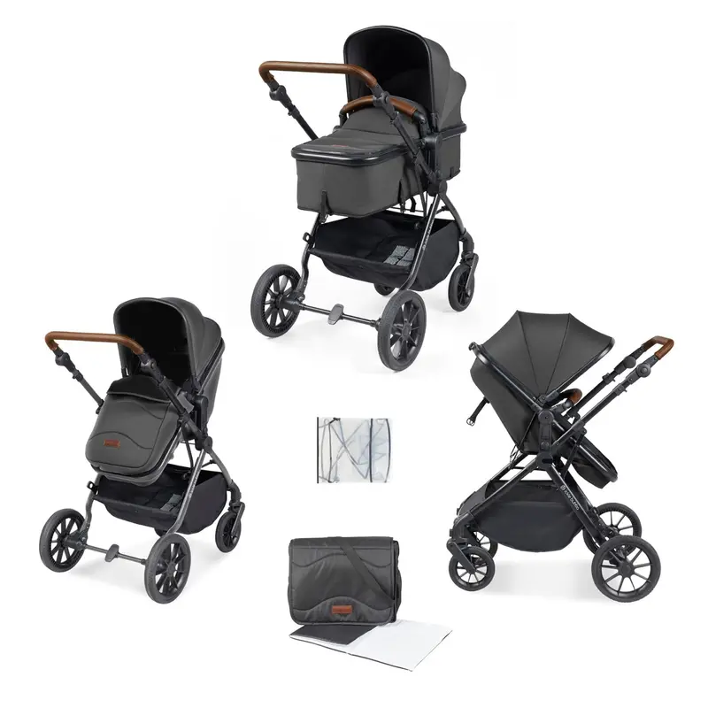 Ickle Bubba Cosmo 2 In 1 Plus Carrycot & Pushchair In Black/Graphite Grey 1