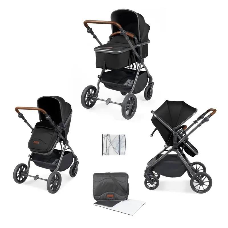 Ickle Bubba Cosmo 2 In 1 Plus Carrycot & Pushchair In Gun Metal/Black 1