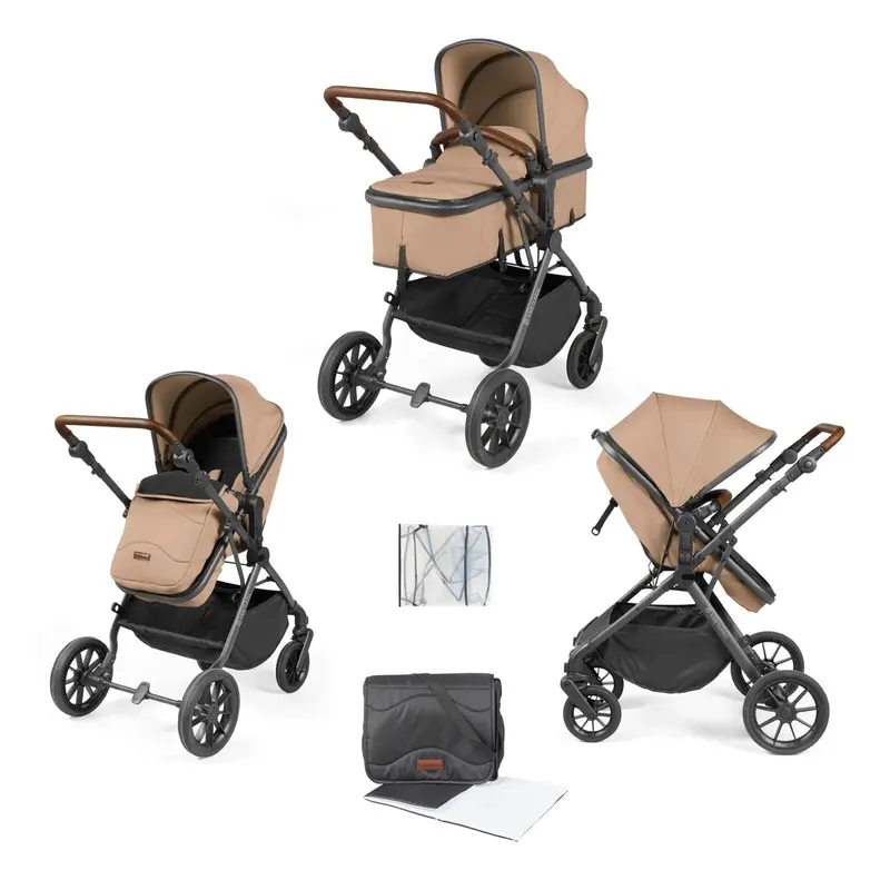 Ickle Bubba Cosmo 2 In 1 Plus Carrycot & Pushchair In Gun Metal/Desert 1