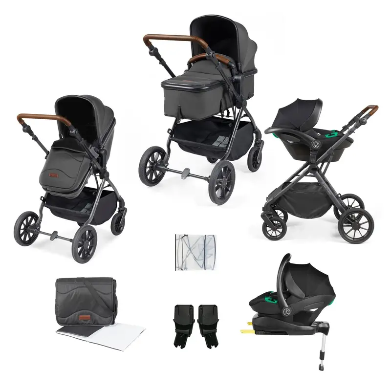 Ickle Bubba Cosmo All-In-One I-Size Travel System With Isofix Base In Black/Graphite Grey 1