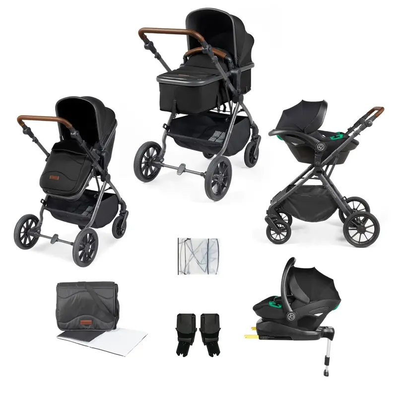 Ickle Bubba Cosmo All-In-One I-Size Travel System With Isofix Base In Black/Gun Metal 1
