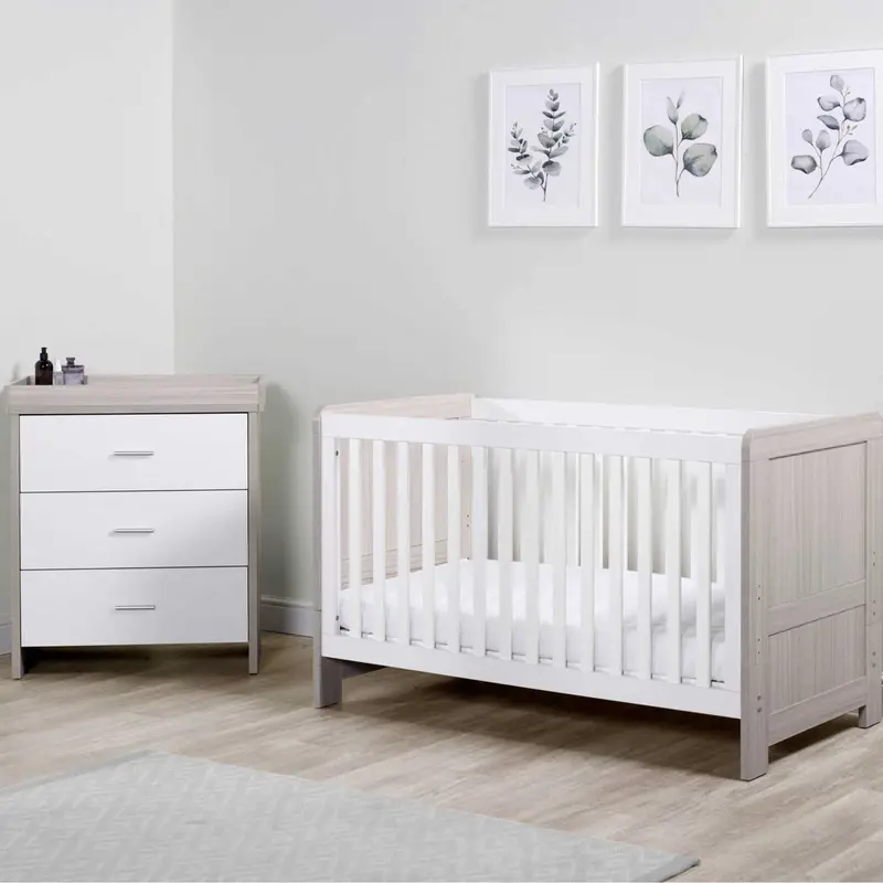 Ickle Bubba Pembrey 2 Piece Furniture Set And Under Drawer Ash Grey & White 1