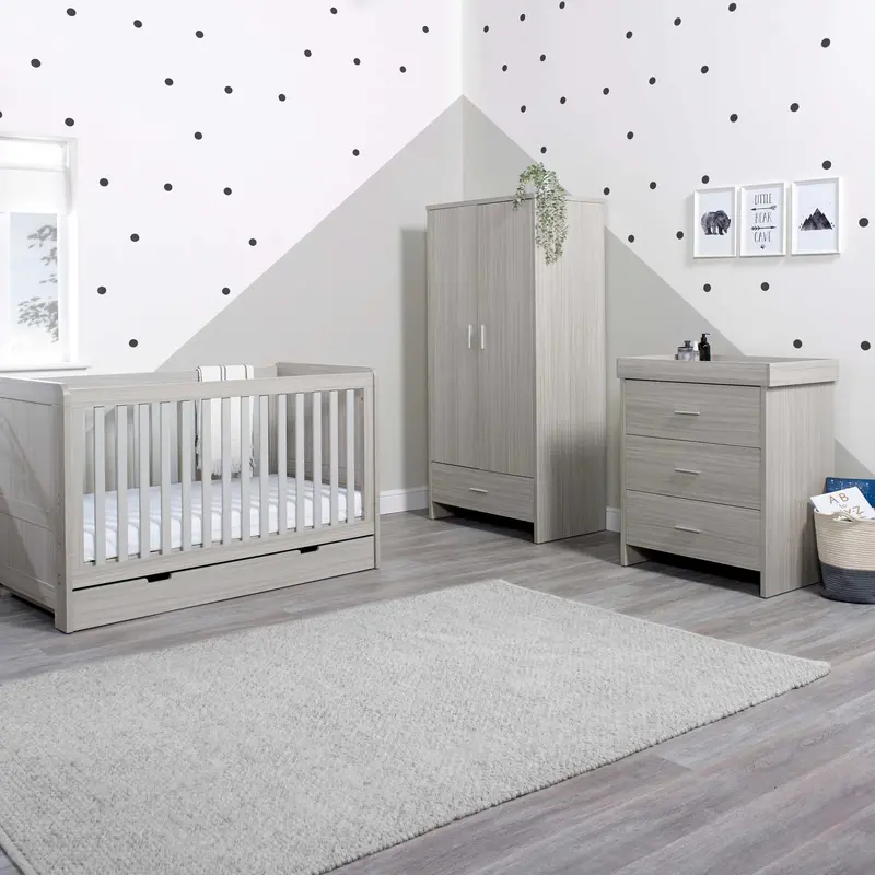 Ickle Bubba Pembrey 3 Piece Furniture Set And Under Drawer Ash Grey 1