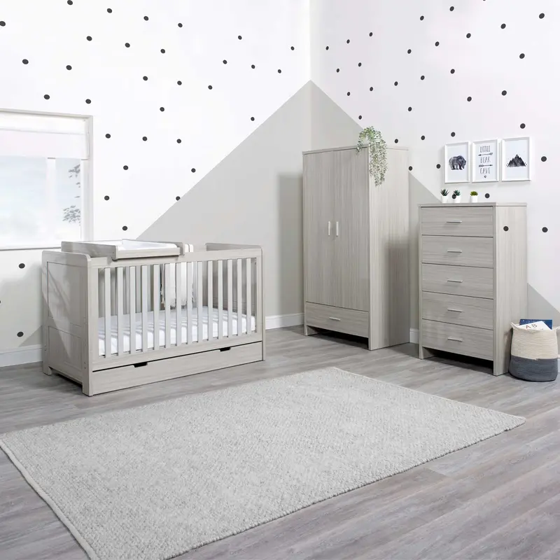 Ickle Bubba Pembrey 4 Piece Furniture Set And Under Drawer Ash Grey 1