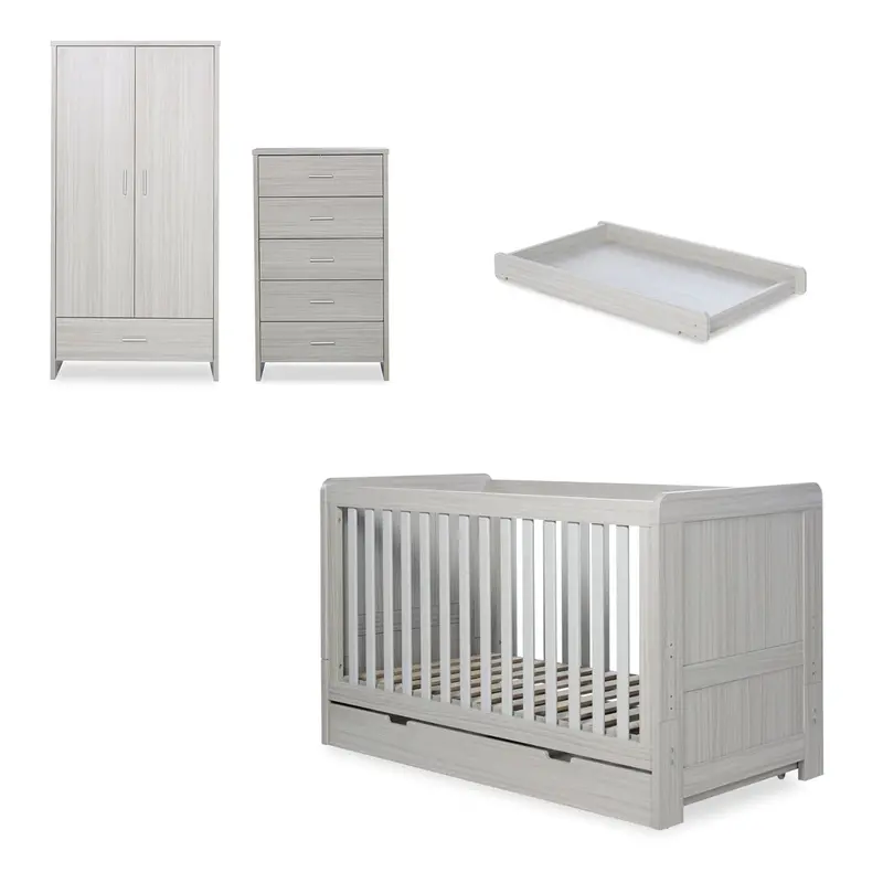 Ickle Bubba Pembrey 4 Piece Furniture Set And Under Drawer Ash Grey 2