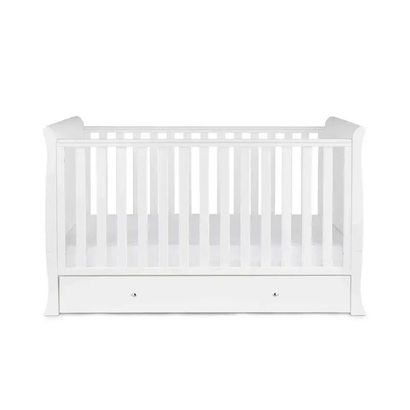 Ickle Bubba Snowdon Classic Cot Bed White - Premium Sprung Mattress 1