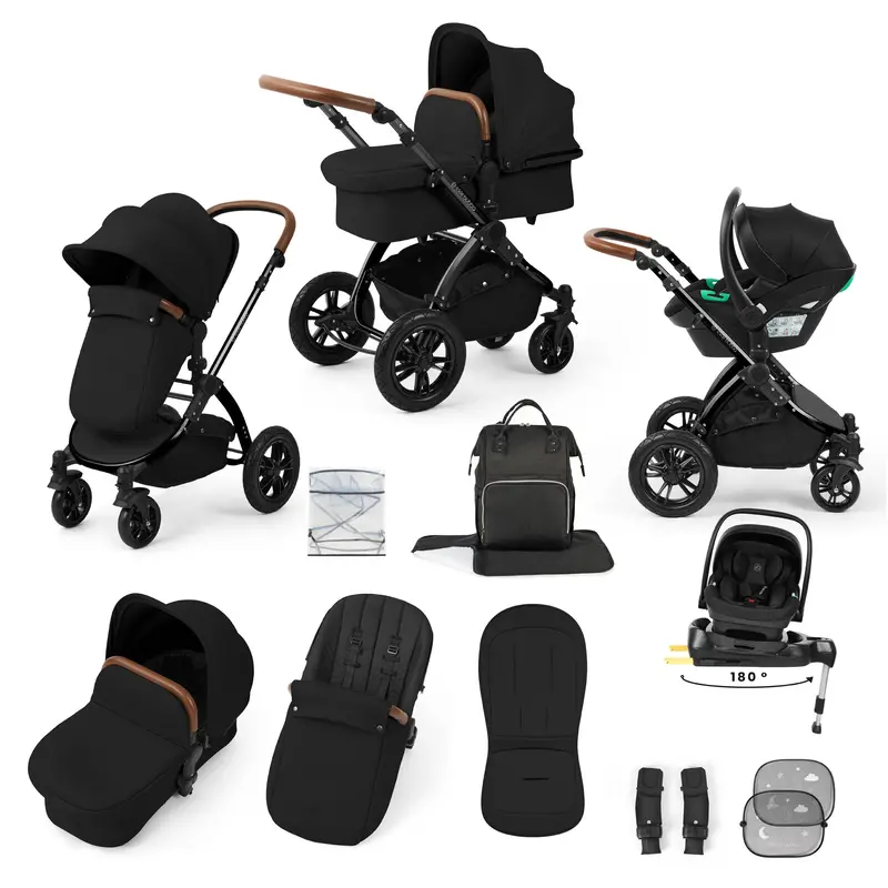 Ickle Bubba Stomp Luxe 12 Piece Travel System With I-Size Nimbus Car Seat & Spin Isofix Base In Midnight 2