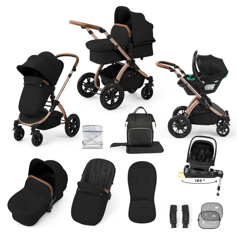 Ickle Bubba Stomp Luxe 12 Piece Travel System With I-Size Nimbus Car Seat & Spin Isofix Base In Midnight 4