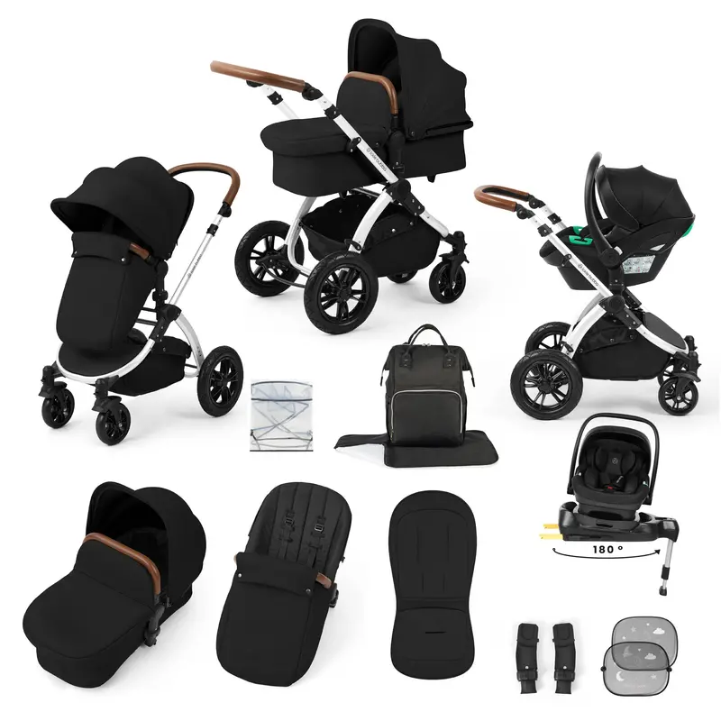 Ickle Bubba Stomp Luxe 12 Piece Travel System With I-Size Nimbus Car Seat & Spin Isofix Base In Midnight 6