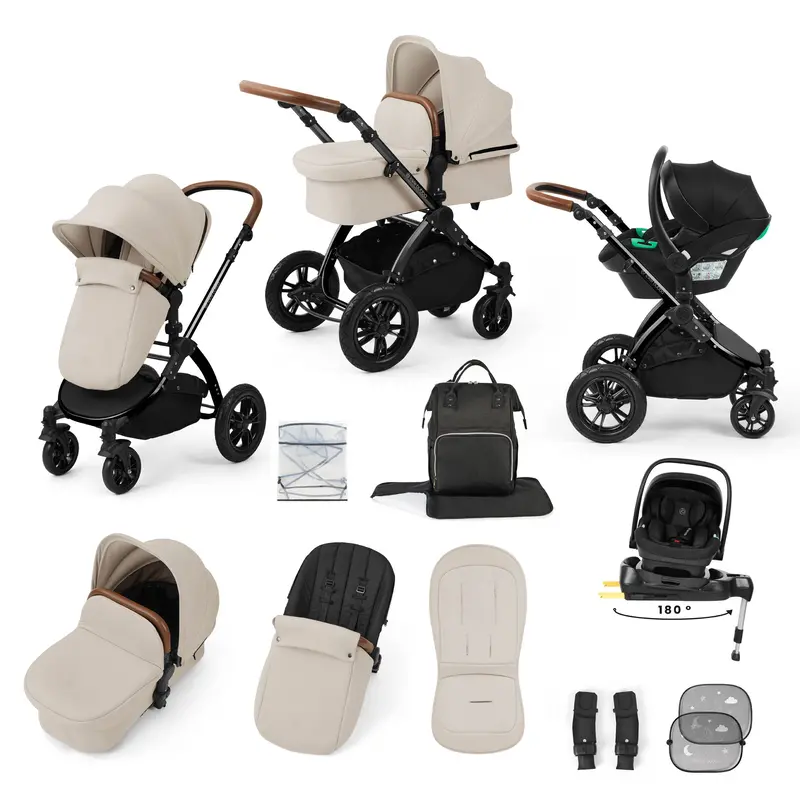 Ickle Bubba Stomp Luxe 12 Piece Travel System With I-Size Nimbus Car Seat & Spin Isofix Base In Stone 2
