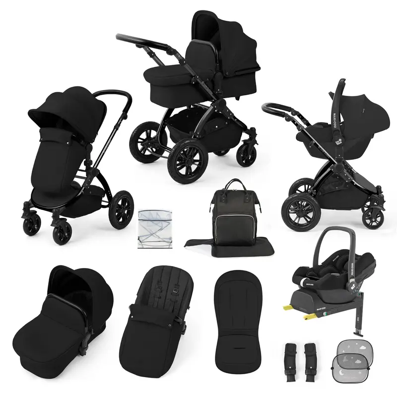 Ickle Bubba Stomp Luxe 12 Piece Travel System With Maxi-Cosi Cabriofix I-Size Car Seat & Isofix Base In Midnight 1
