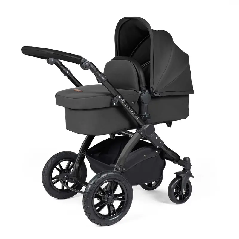 Ickle Bubba Stomp Luxe 2-In-1 Premium Pushchair In Black/Charcoal Grey/Black 1