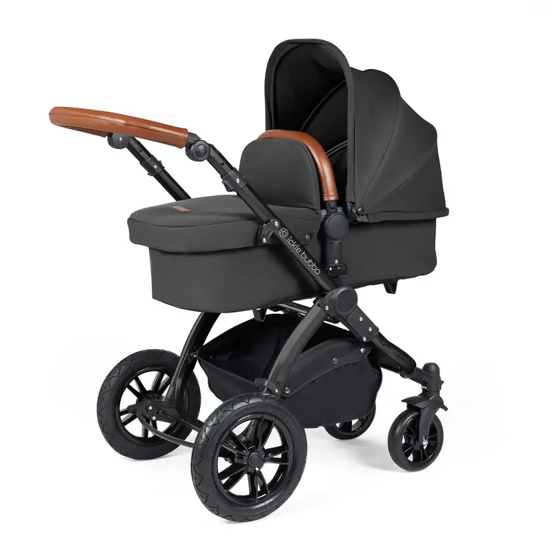 Ickle Bubba Stomp Luxe 2-In-1 Premium Pushchair In Black/Charcoal Grey/Tan 1