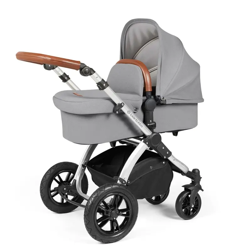 Ickle Bubba Stomp Luxe 2-In-1 Premium Pushchair In Silver/Pearl Grey/Tan 1