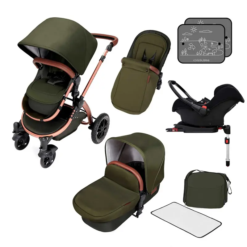 Ickle Bubba Stomp V4 Galaxy Travel System With Isofix Base Bronze/Woodland 1