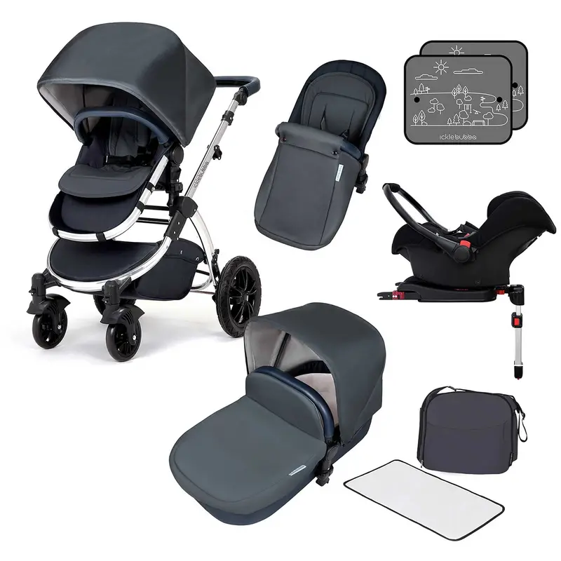 Ickle Bubba Stomp V4 Galaxy Travel System With Isofix Base Chrome/Blueberry 1