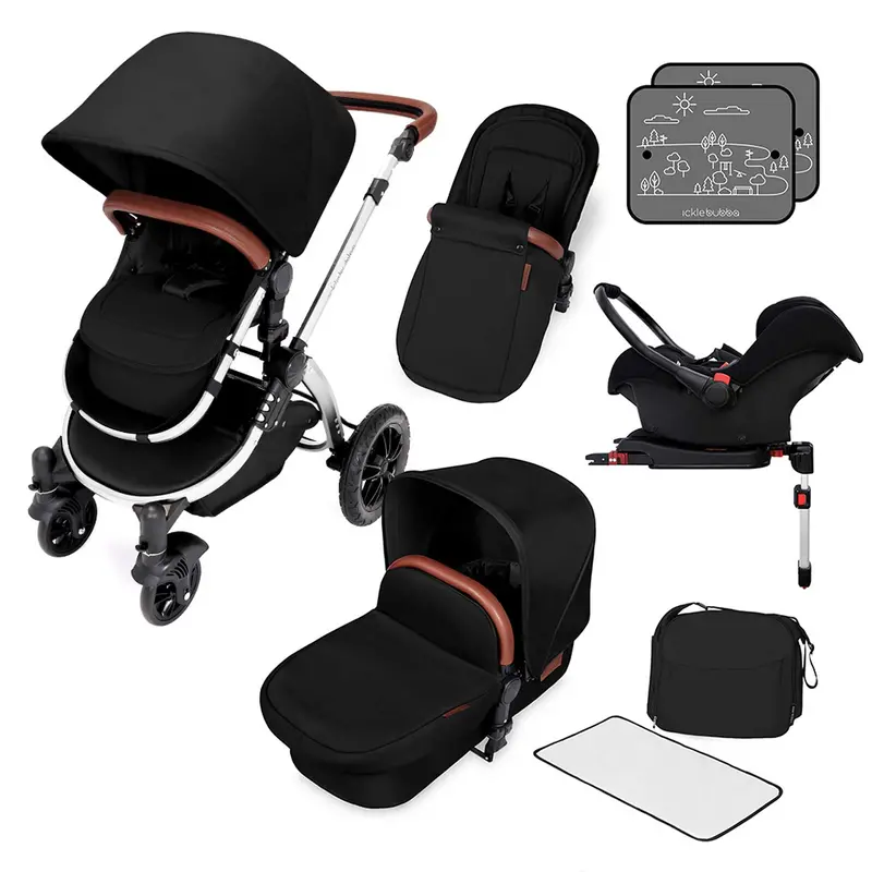 Ickle Bubba Stomp V4 Galaxy Travel System With Isofix Base Chrome/Midnight 1