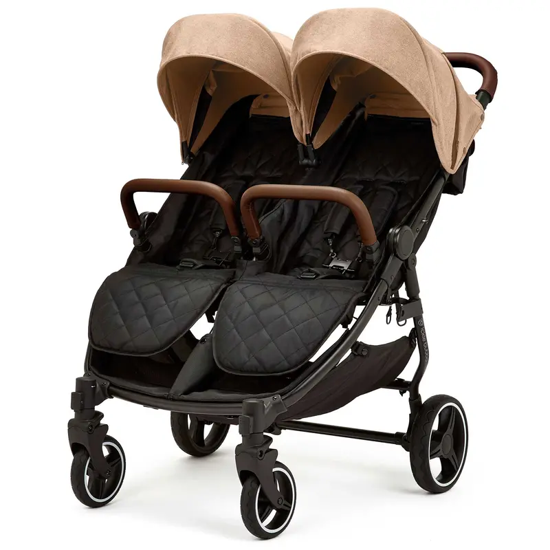 Ickle Bubba Venus Double Stroller In Black/Biscuit/Tan 1