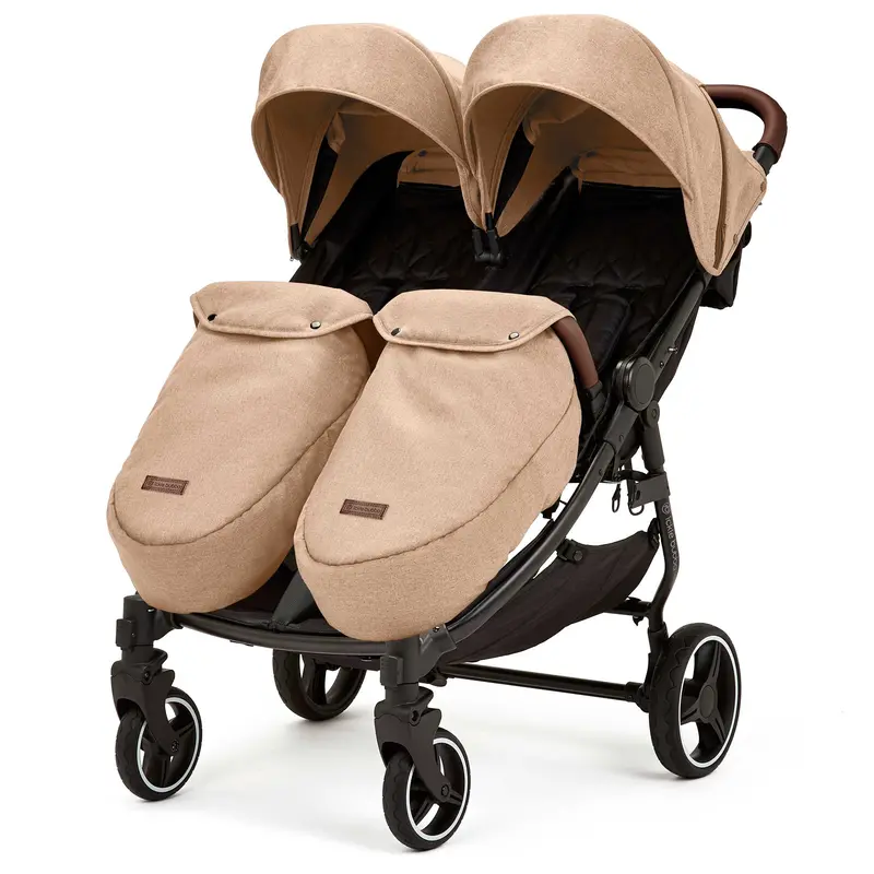 Ickle Bubba Venus Max Double Stroller In Black/Biscuit/Tan 1