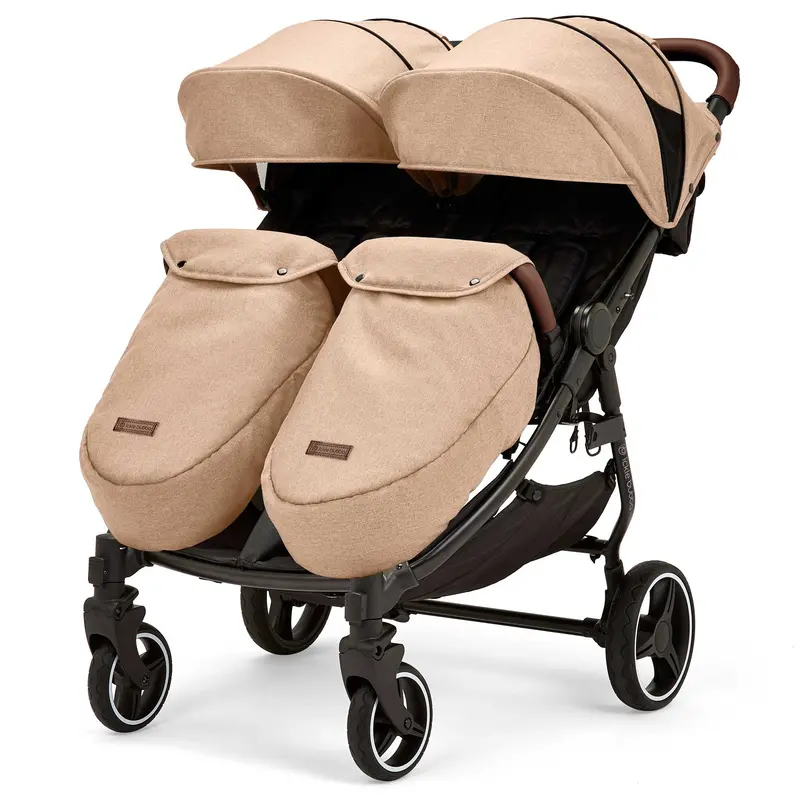Ickle Bubba Venus Max Double Stroller In Black/Biscuit/Tan 2