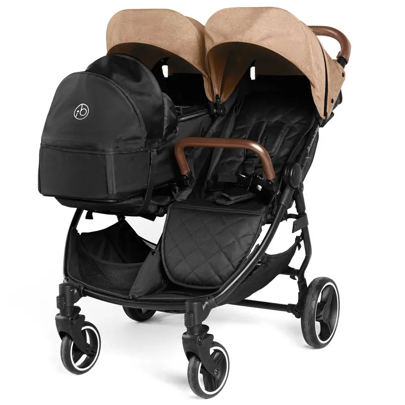 Ickle Bubba Venus Prime Double Stroller In Black/Biscuit/Tan 1
