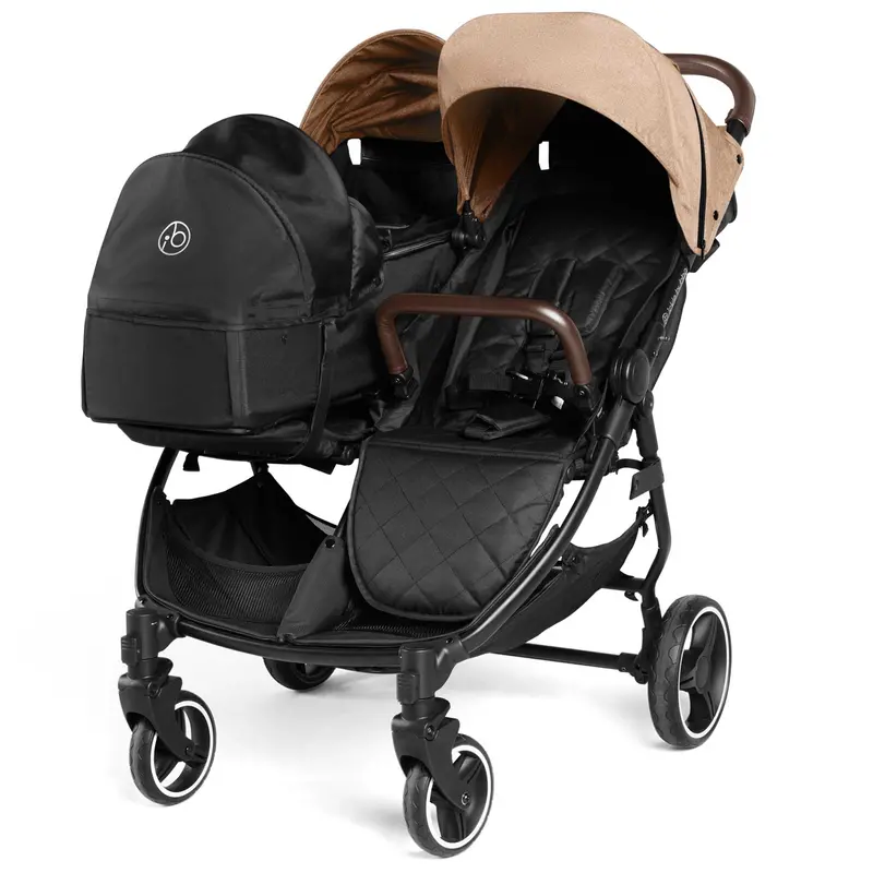 Ickle Bubba Venus Prime Double Stroller In Black/Biscuit/Tan 2
