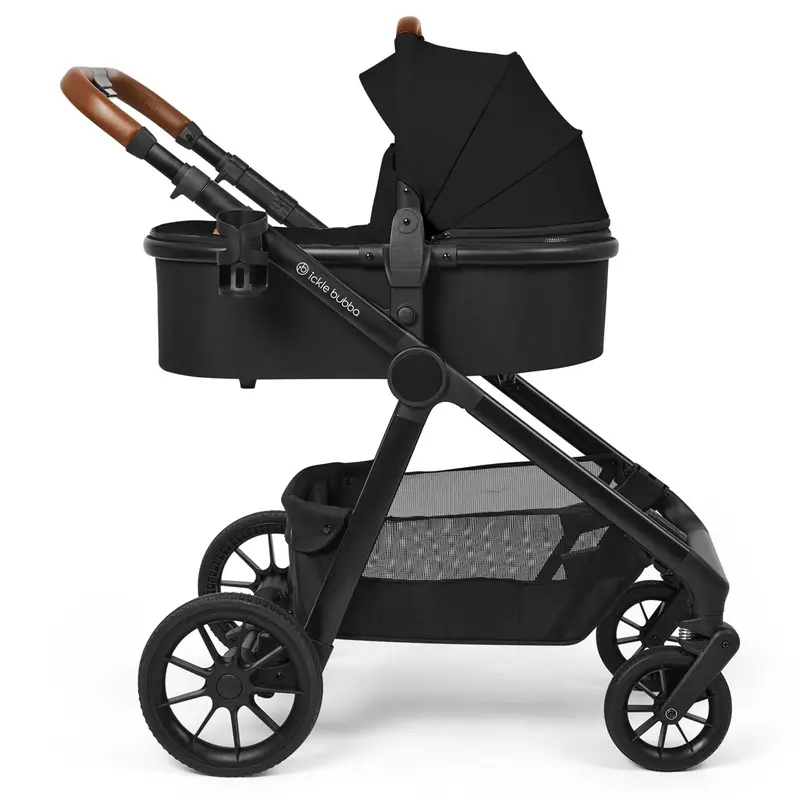 Ickle Bubba Virgo Growing Family 11 Piece Pram In Black/Black/Tan 2