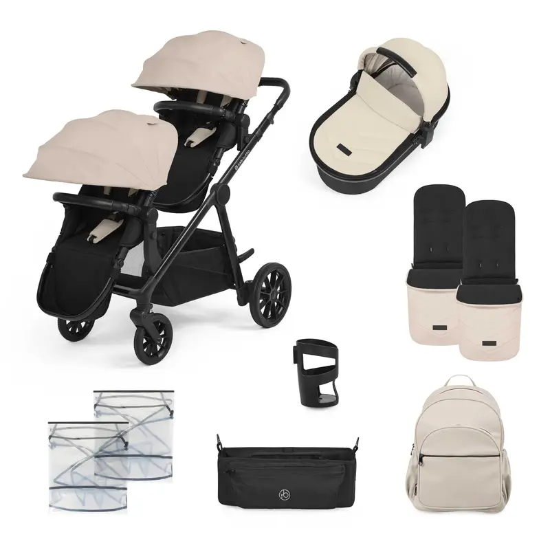 Ickle Bubba Virgo Growing Family 11 Piece Pram In Black/Stone/Black 1