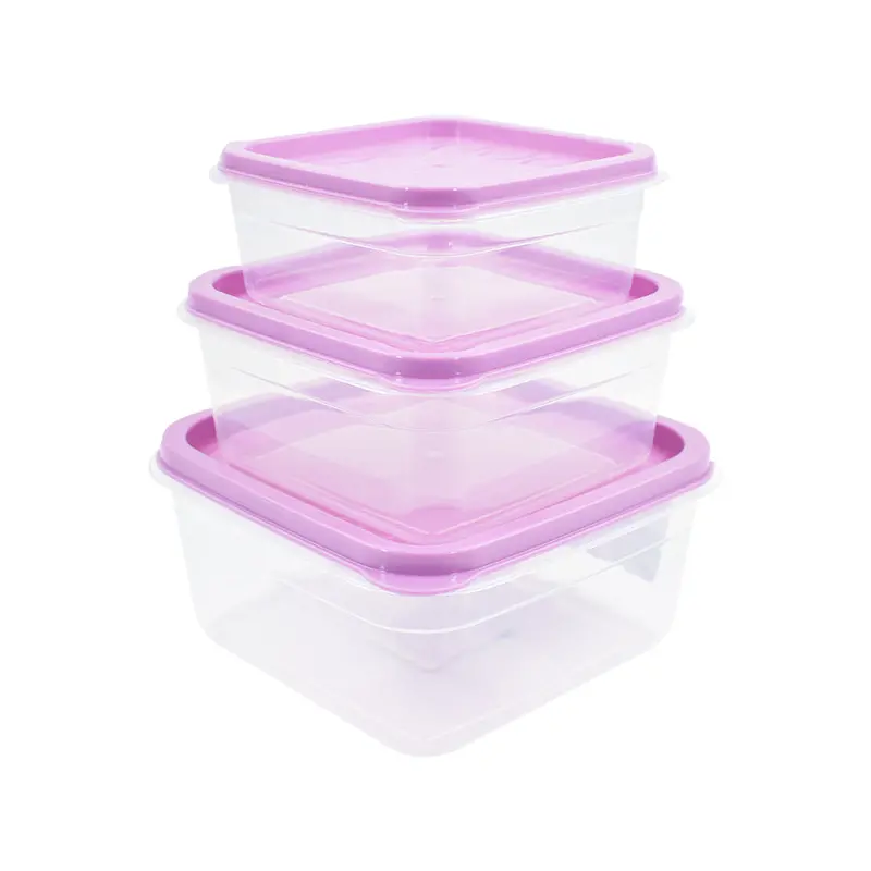 Inkanto Set De 3 Herméticos Cuadrados Tapa Color Lila 1