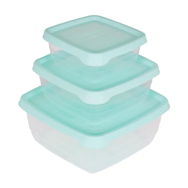 Inkanto Set De 3 Herméticos Cuadrados Tapa Color Menta 1