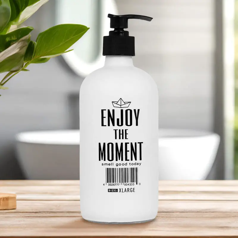 Jabonera De Cristal "Enjoy The Moment", Color Blanco, 500 Ml 1