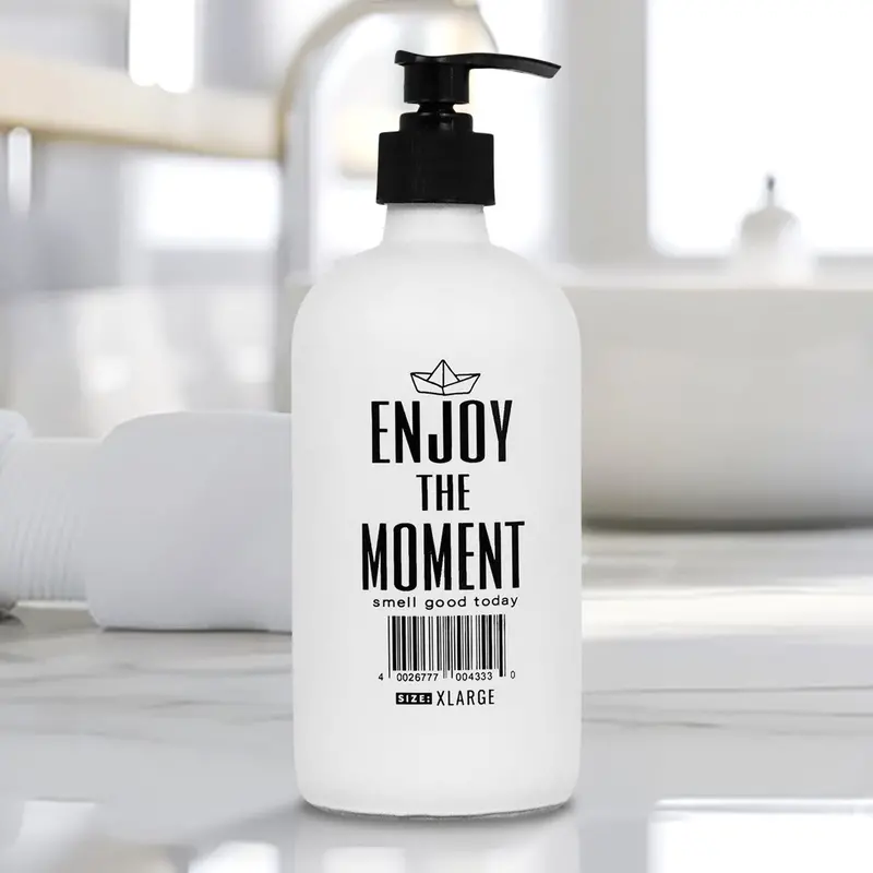 Jabonera De Cristal "Enjoy The Moment", Color Blanco, 500 Ml 2