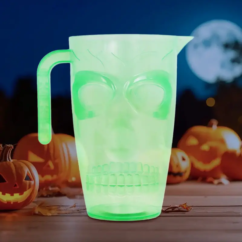 Jarra De Plástico Con Forma De Calavera, Halloween, Fosforescente 2